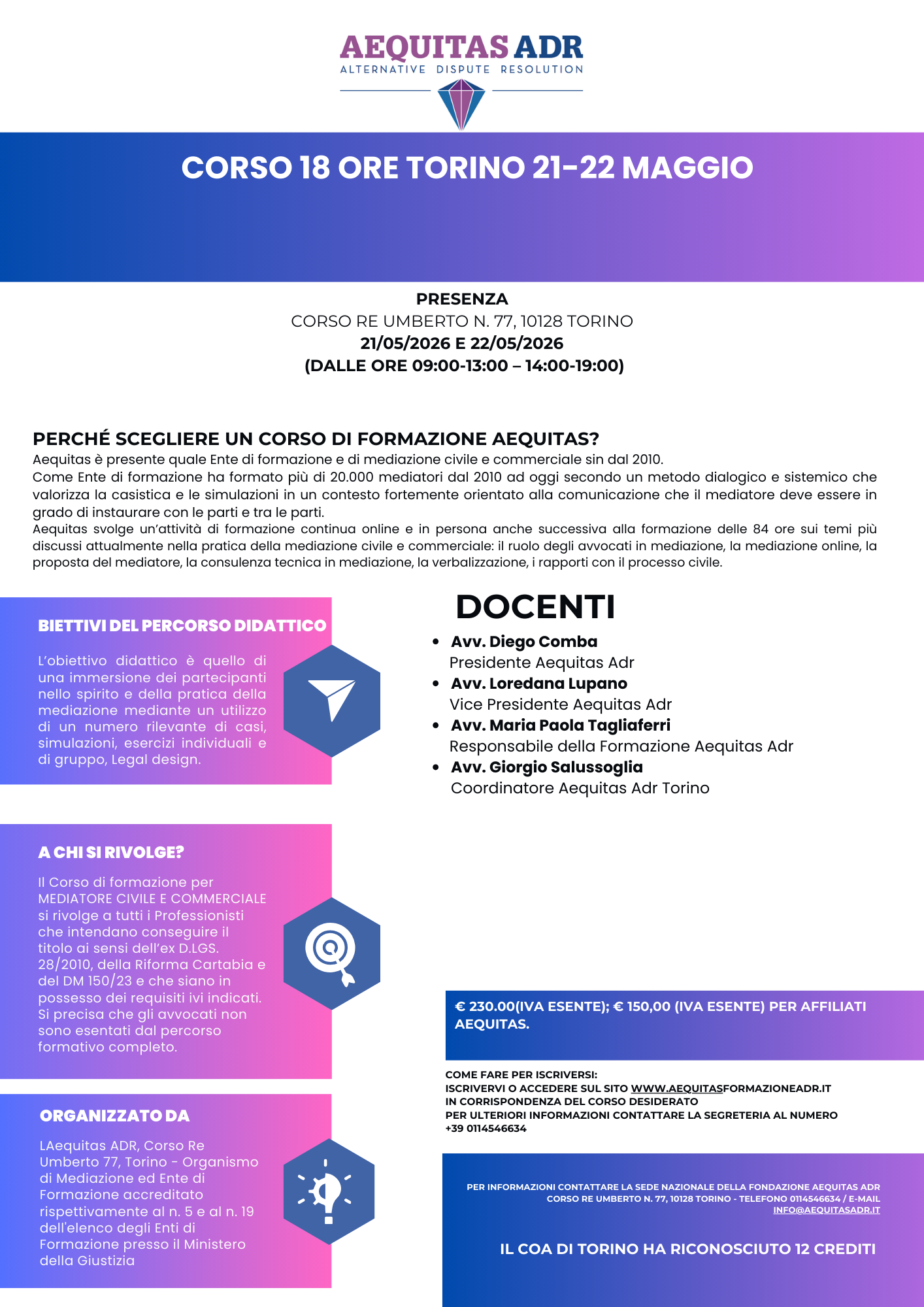 CORSO 18 ORE TORINO 21-22 MAGGIO