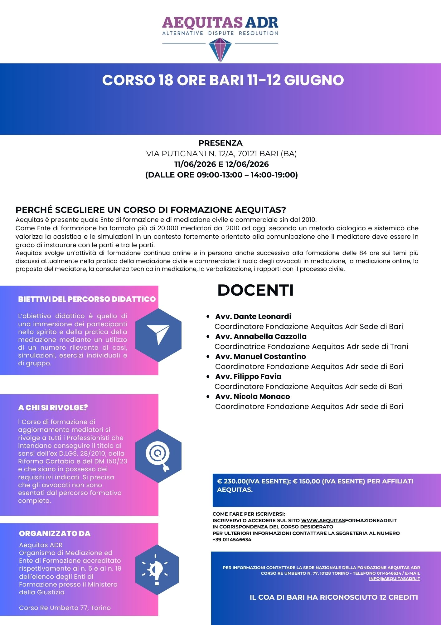 CORSO 18 ORE BARI 11-12 GIUGNO
