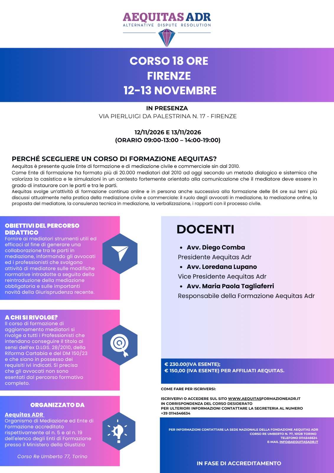 CORSO 18 ORE FIRENZE 12-13 NOVEMBRE